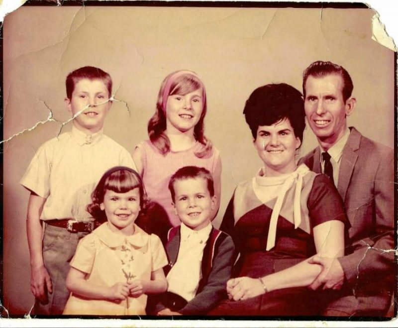 Top left: My brother Rick, sister Cindy Bottom Left: Me, my brother Randy, Mom, Dad